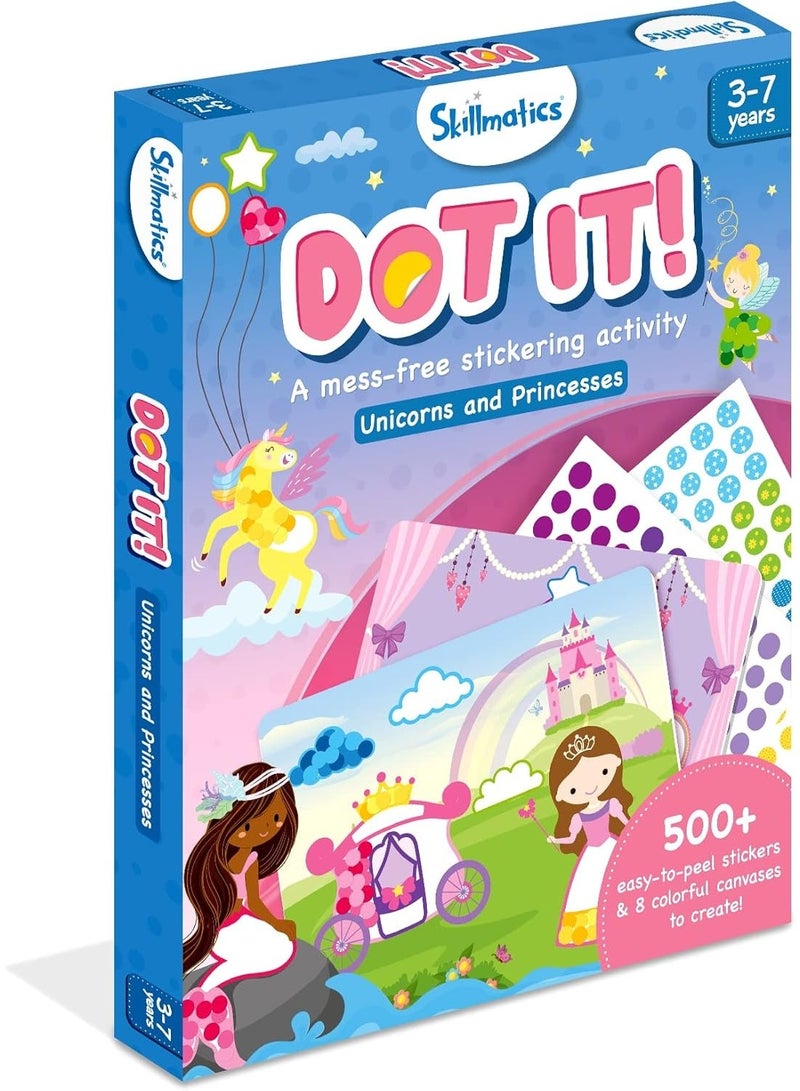 Skillmatics Dot It Sticker Art - Unicorns & Princesses, Mess-Free Fun for Kids, 500+ Stickers, Craft Kits, DIY Activity, Travel Toys, Gifts for Girls & Boys Ages 3, 4, 5, 6, 7 - Image 4